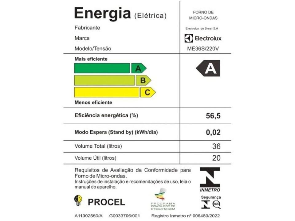 Micro-ondas Electrolux 36L Inox Efficient com Descongelamento Assistido ME36S - 7