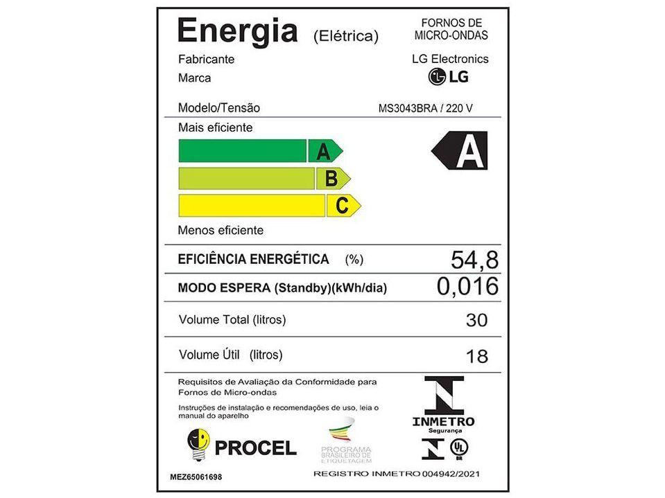 Micro-ondas LG 30L Prata MS3043BR - 22