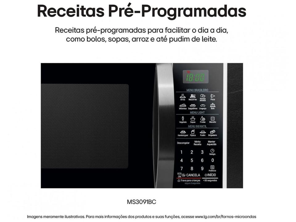Micro-ondas LG 30L Solo MS3091BC Branco e Preto - 6