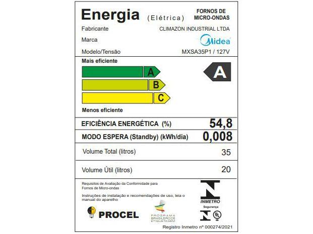 Micro-ondas Midea 35L Branco e Preto MXSA35P1 - 10