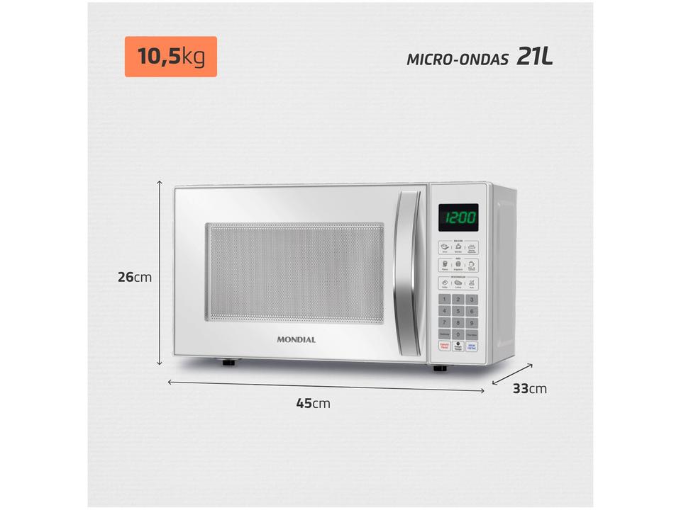 Micro-ondas Mondial 21L Branco MO-01-21-W - 6