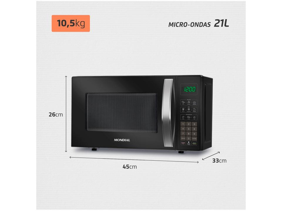 Micro-ondas Mondial 21L Preto MO-01-21 - 6