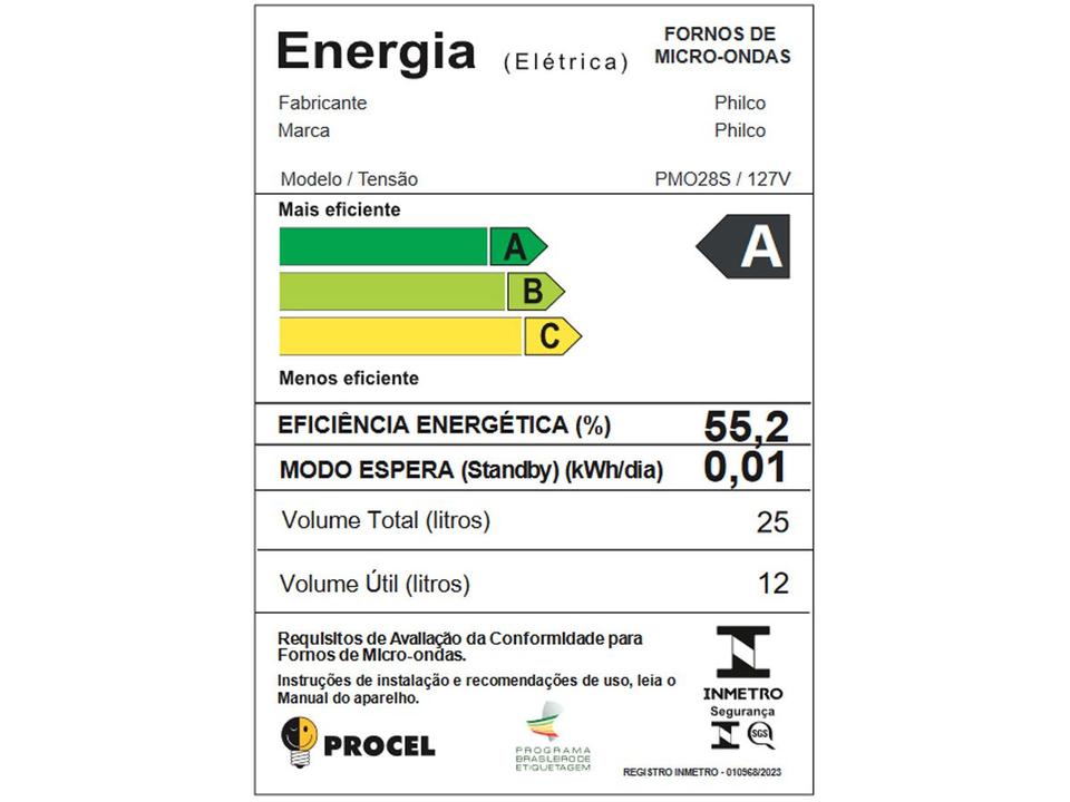 Micro-ondas Philco 25L Prata Espelhado PMO28S - 6
