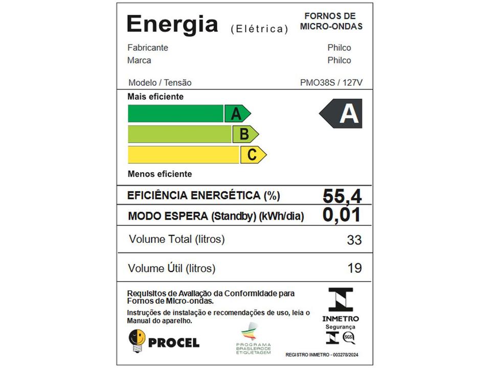 Micro-ondas Philco 33L Prata Espelhado PMO38S - 7