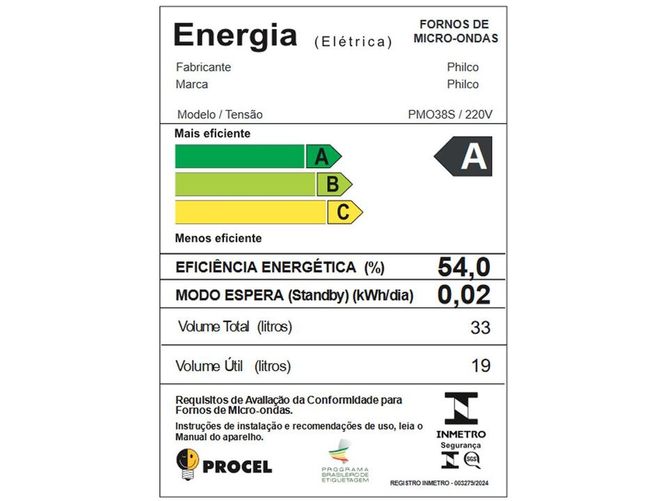 Micro-ondas Philco 33L Prata Espelhado PMO38S - 7