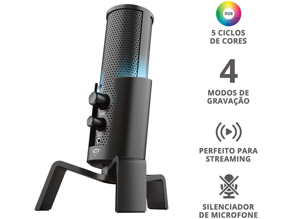 Microfone Condensador Profissional Streaming - para PC Trust Fyru GXT 258 USB com Tripé - 15