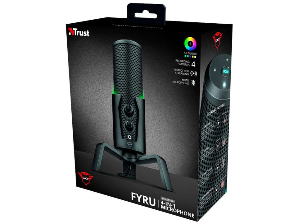Microfone Condensador Profissional Streaming - para PC Trust Fyru GXT 258 USB com Tripé - 16