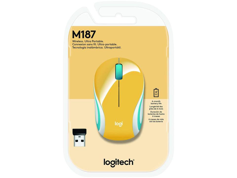 Mini Mouse sem Fio Logitech Laser 1000DPI 3 Botões M187 Aqua Bright - 4