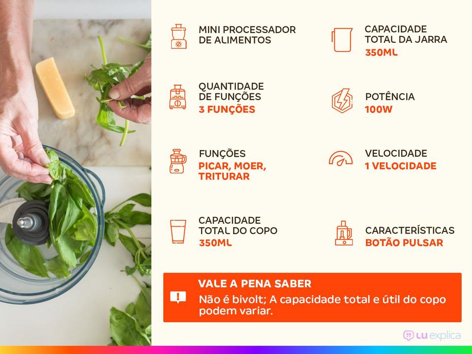 Mini Processador de Alimentos Amvox 100W Preto - 1