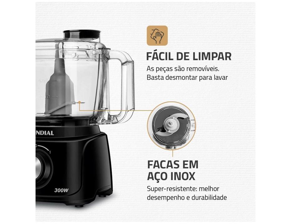 Mini Processador de Alimentos Mondial Preto 300W Turbo Pratic MP-16-B - 6