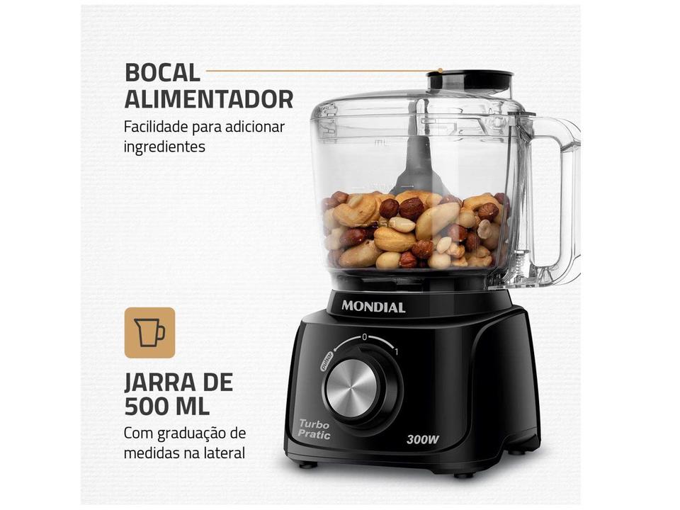 Mini Processador de Alimentos Mondial Preto 300W Turbo Pratic MP-16-B - 4