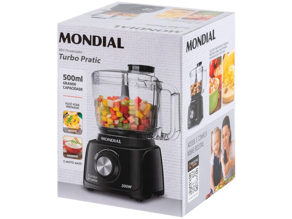 Mini Processador de Alimentos Mondial Preto 300W Turbo Pratic MP - 13