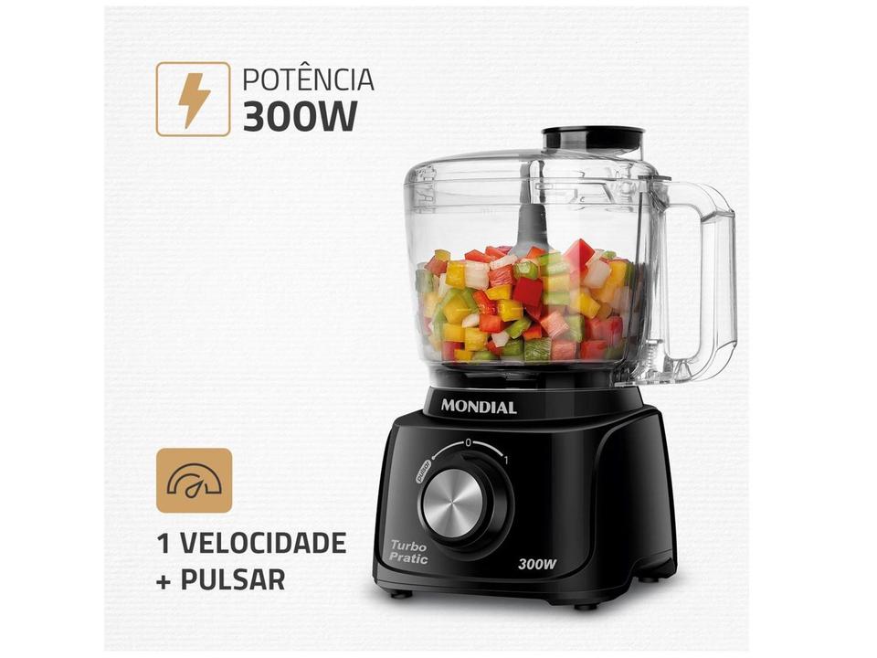 Mini Processador de Alimentos Mondial Preto 300W Turbo Pratic MP - 2