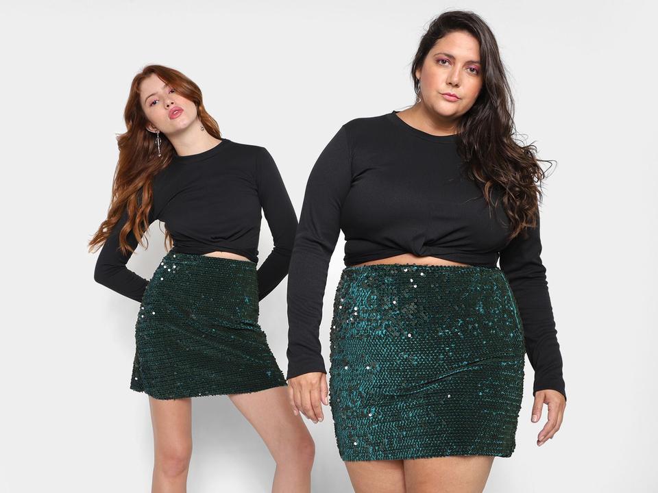 Mini Saia Vista Magalu Veludo Paetês - 4