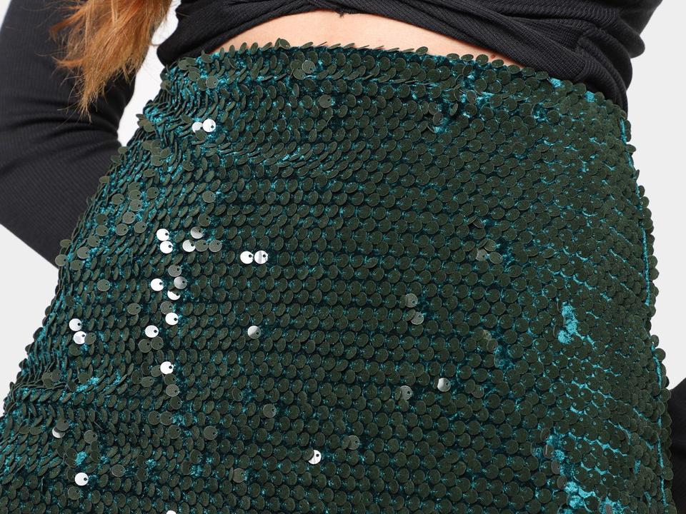 Mini Saia Vista Magalu Veludo Paetês - 6