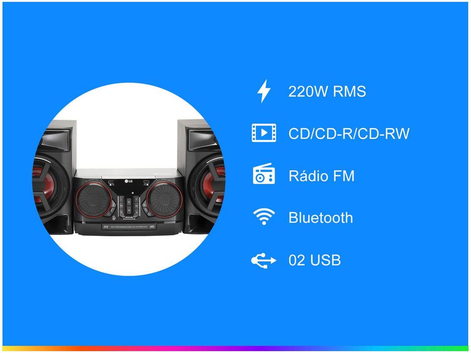 Mini System LG Bluetooth 220W CD Player FM - USB Xboom CK43 - 1