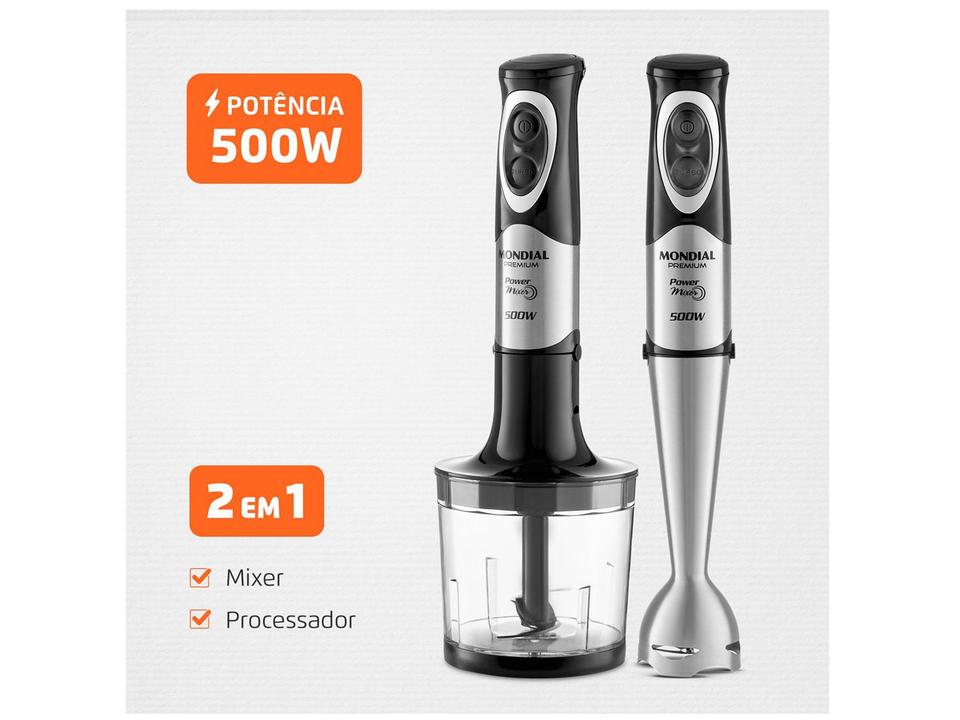 Mixer 2 em 1 Mondial 500W Preto e Prata Power Mixer Premium M-07 2 Velocidades - 3