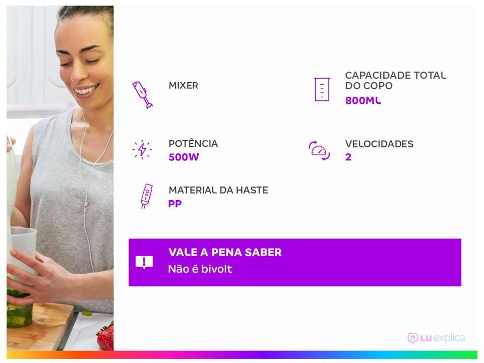 Mixer 2 em 1 Mondial 500W Preto e Prata Power Mixer Premium M-07 2 Velocidades - 1