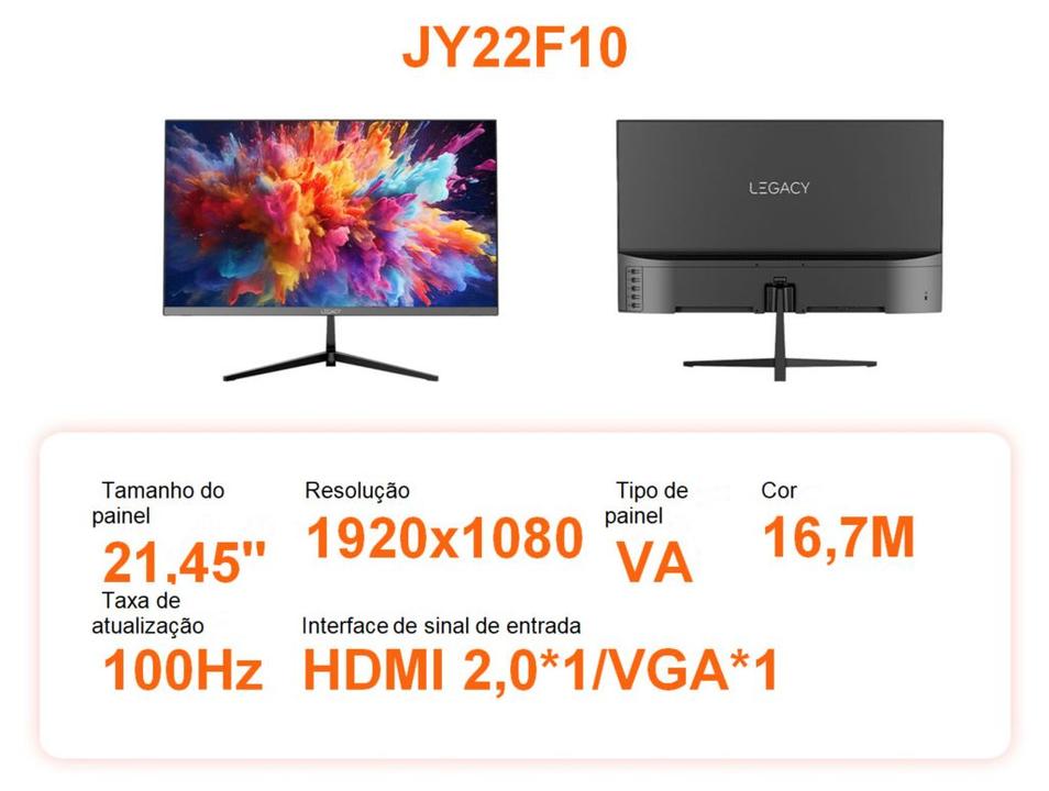 Monitor 100Hz Full HD 1ms Legacy JY22F10 21,5" LED VGA HDMI Freeysnc G-sync - 1