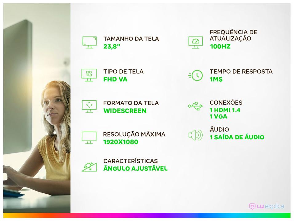 Monitor 100Hz Full HD Widescreen 1ms AOC B3H 24B3HMF2 23,8" HDMI - 1