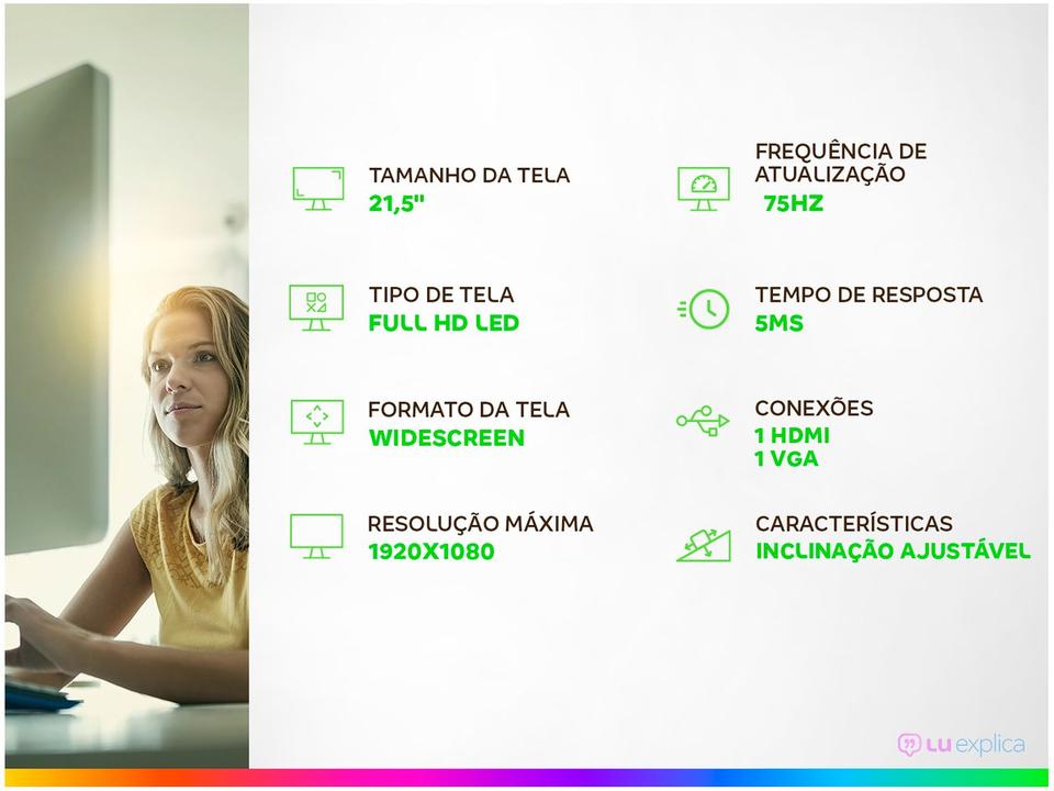 Monitor 21,5" LED HQ 75Hz 5ms M215HQ HDMI VGA - 1