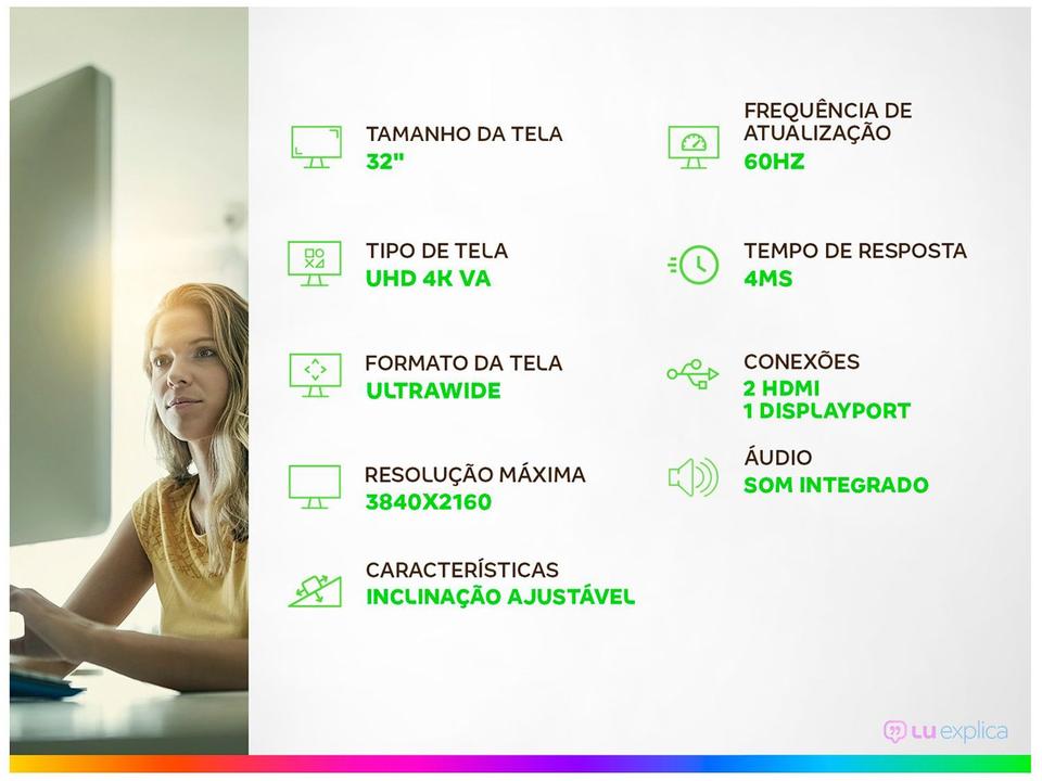 Monitor 60Hz UHD 4K 4ms LG 32UR500-B 32" 2 HDMI - 1