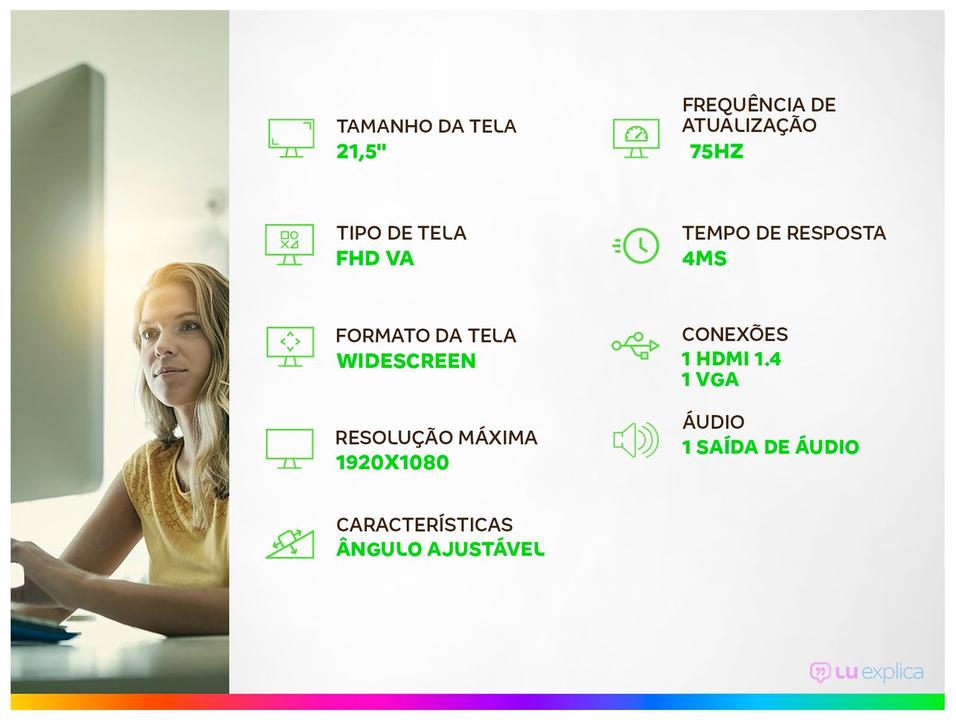 Monitor 75Hz Full HD 4ms AOC B3H 22B3HMF 21,5" HDMI - 1