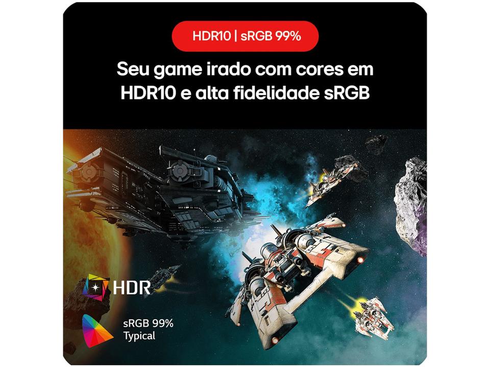 Monitor Gamer 180Hz UltraGear 1ms (GtG) LG 24GS60F-B 24" Full HD IPS NVIDIA G-SYNC AMD FreeSync HDR10 sRGB 99% HDMI DisplayPort - 4