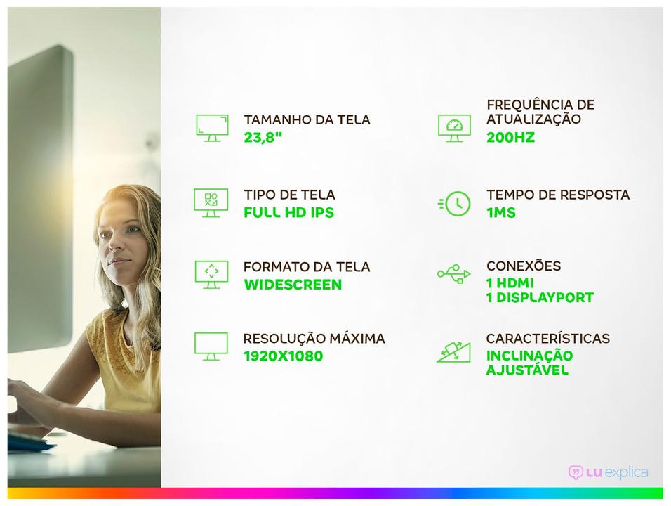 Monitor Gamer Acer Nitro VG240Y X1biip 23,8” Full HD 200Hz IPS 1ms FreeSync UM.QV0AA.102 - 1