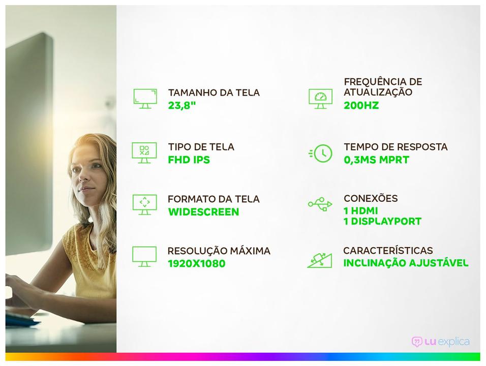 Monitor Gamer AOC Gaming 24G42HE 23,8" FHD 200Hz IPS 0,3ms HDMI DisplayPort NVIDIA G-Sync - 1