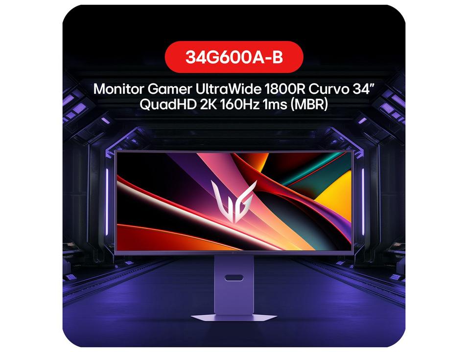 Monitor Gamer LG 34G600A-B Curvo 34” QuadHD 2K Preto UltraGea - 3