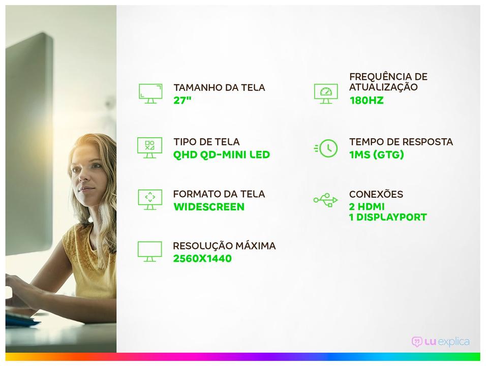 Monitor Gamer TCL 27" QHD MiniLED 180Hz 27G64 - 1