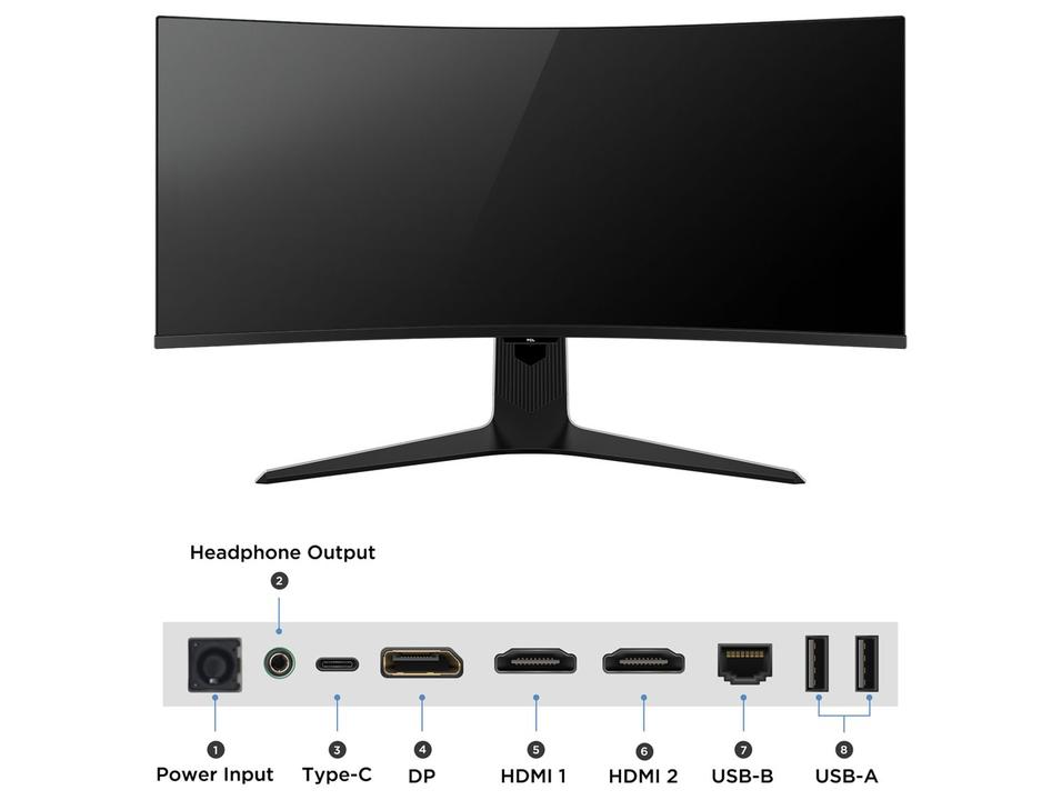 Monitor Gamer TCL 34" WQHD MiniLED 180Hz 34R83Q Curvo Ultrawide - 4
