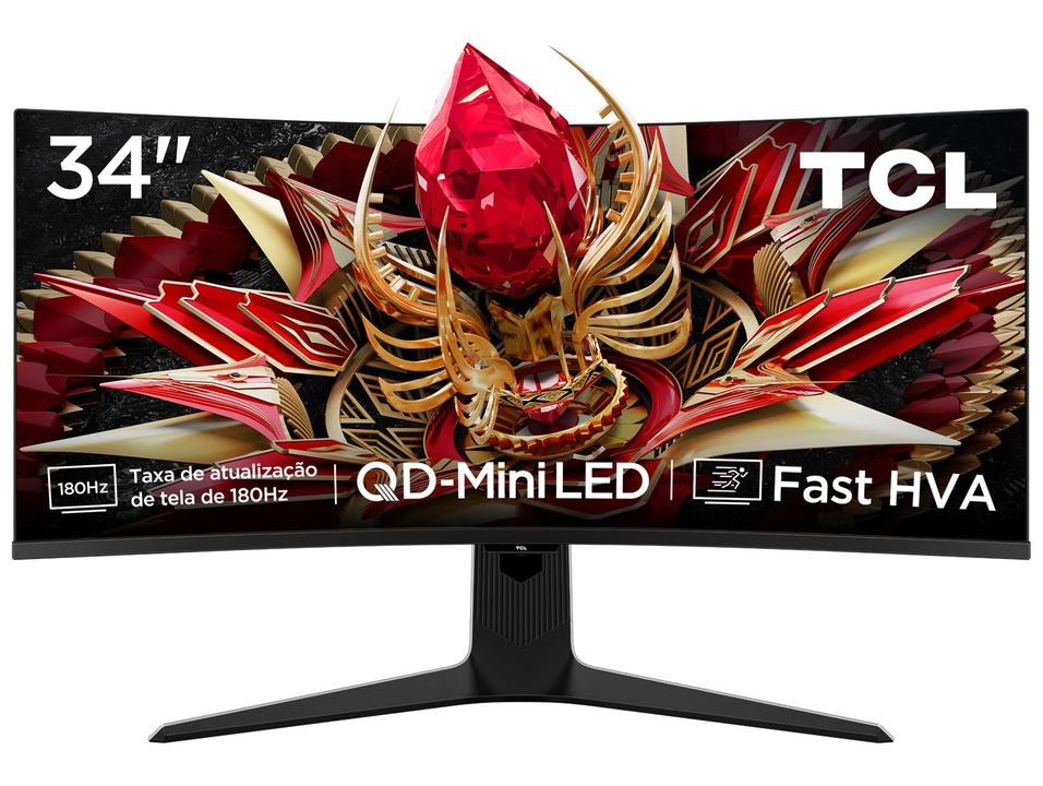 Monitor Gamer TCL 34" WQHD MiniLED 180Hz 34R83Q Curvo Ultrawide - 6