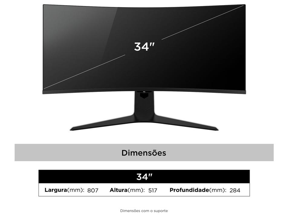 Monitor Gamer TCL 34R83Q Curvo Ultrawide 34" WQHD Preto - 5