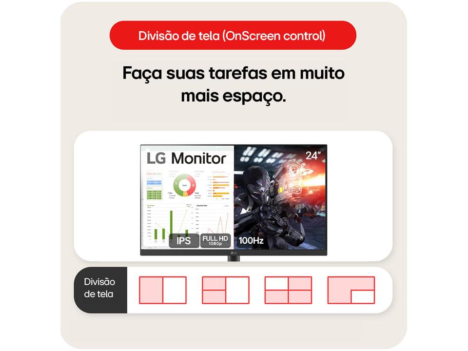 Monitor PC Gamer 100Hz LG 24MS500 24" Full HD IPS HDMI 2x - 2