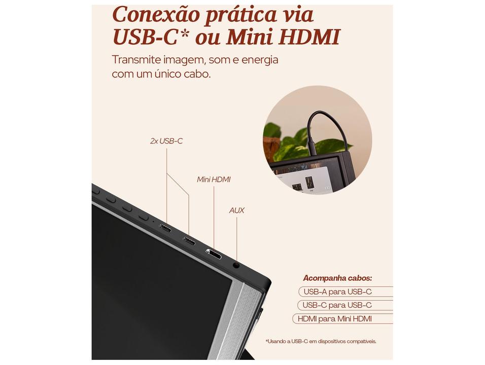 Monitor Portátil WB 15,6" Full HD 60Hz 12322 IPS Horizontal e Vertical WBMP01BK - 3