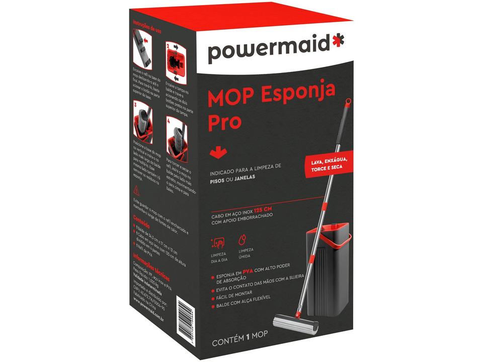 Mop Esponja Pro Powermaid Cinza e Vermelho - 3