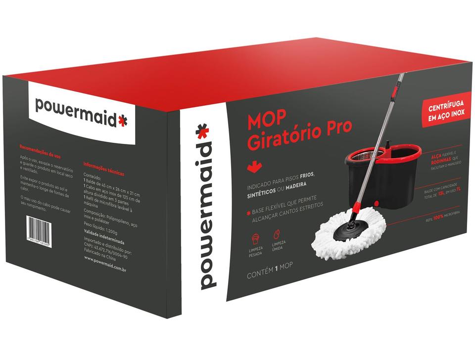 Mop Giratório Powermaid Giratório Pro Preto e Vermelho - 3