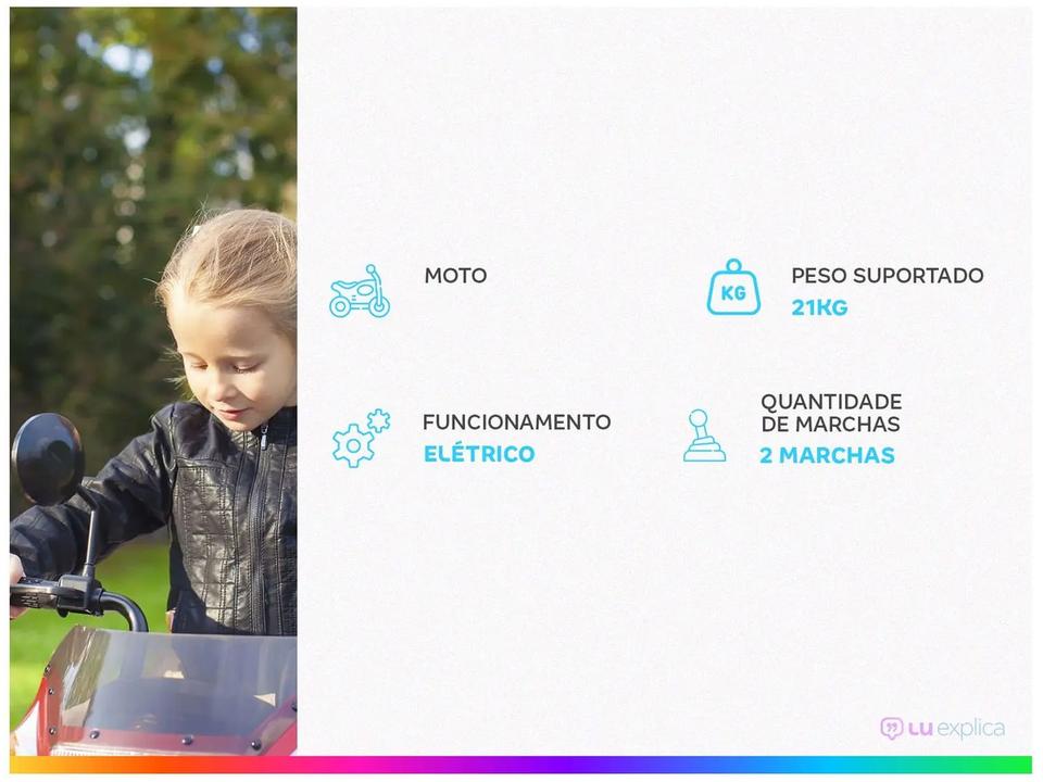 Moto Elétrica Infantil Ban 2 Marchas 6V - 1