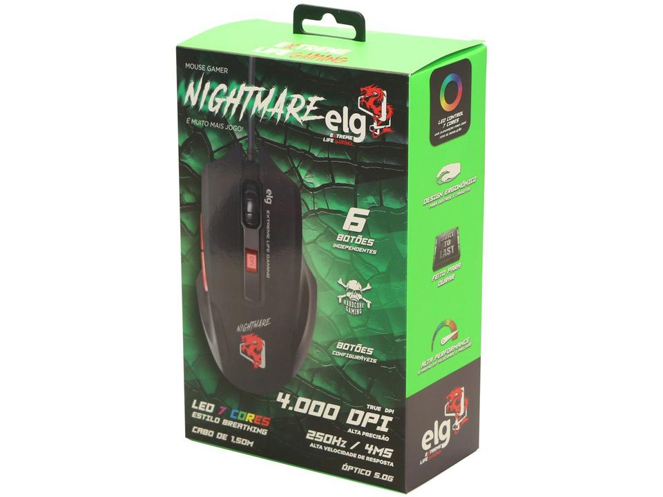 Mouse Gamer ELG Óptico 4000DPI 6 Botões - Nightmare - 5