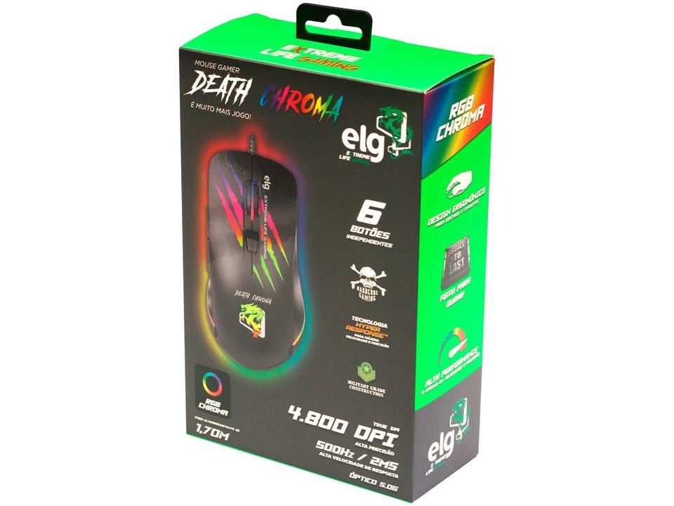 Mouse Gamer ELG Óptico 4800DPI 6 Botões - Death Chroma - 6