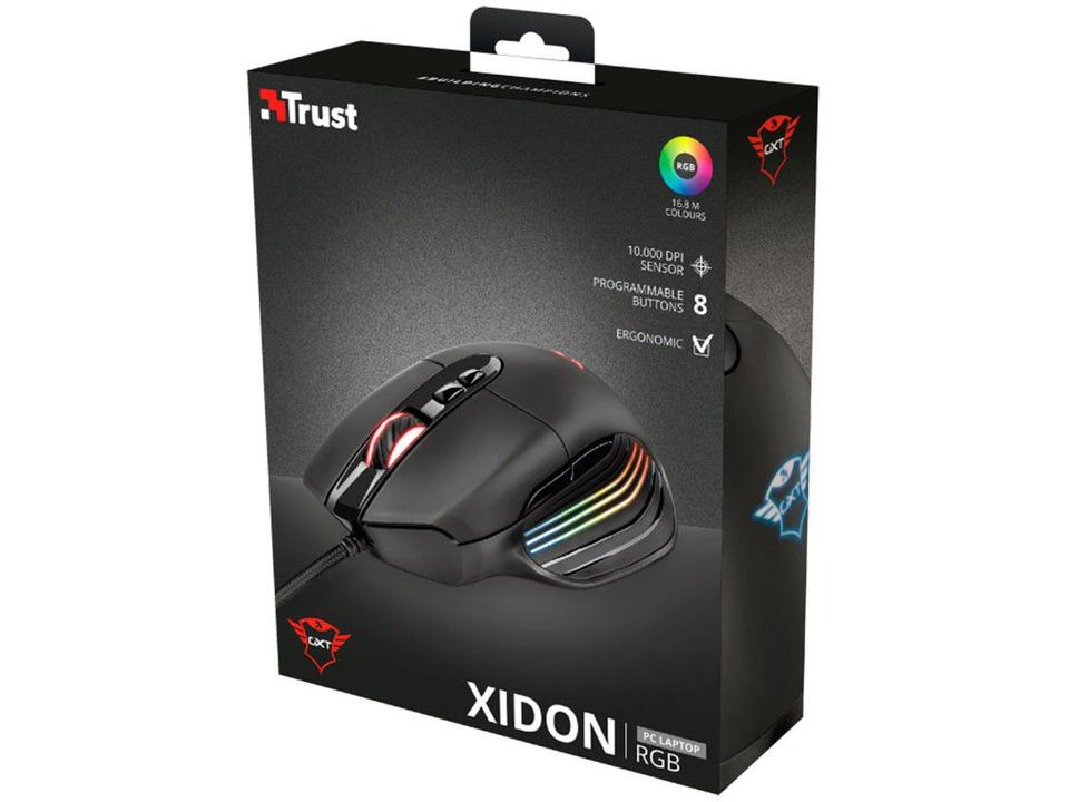 Mouse Gamer RGB Trust Óptico 10.000DPI - 8 Botões GXT 940 Xidon - 12