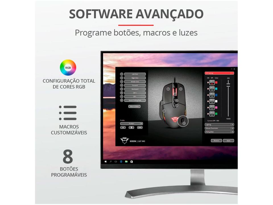 Mouse Gamer RGB Trust Óptico 10.000DPI - 8