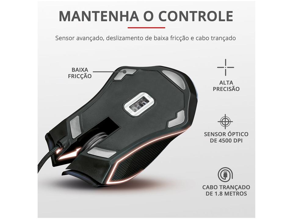 Mouse Gamer RGB Trust Óptico 4500DPI 7 Botões - 11