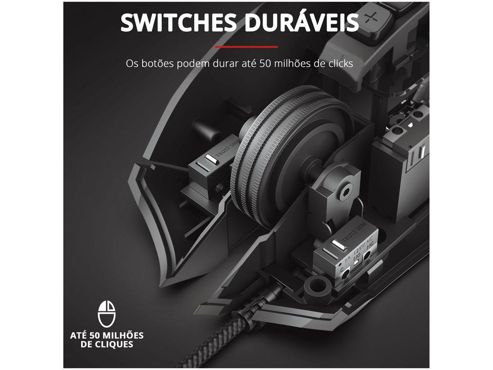 Mouse Gamer RGB Trust Óptico 4500DPI 7 Botões - 10