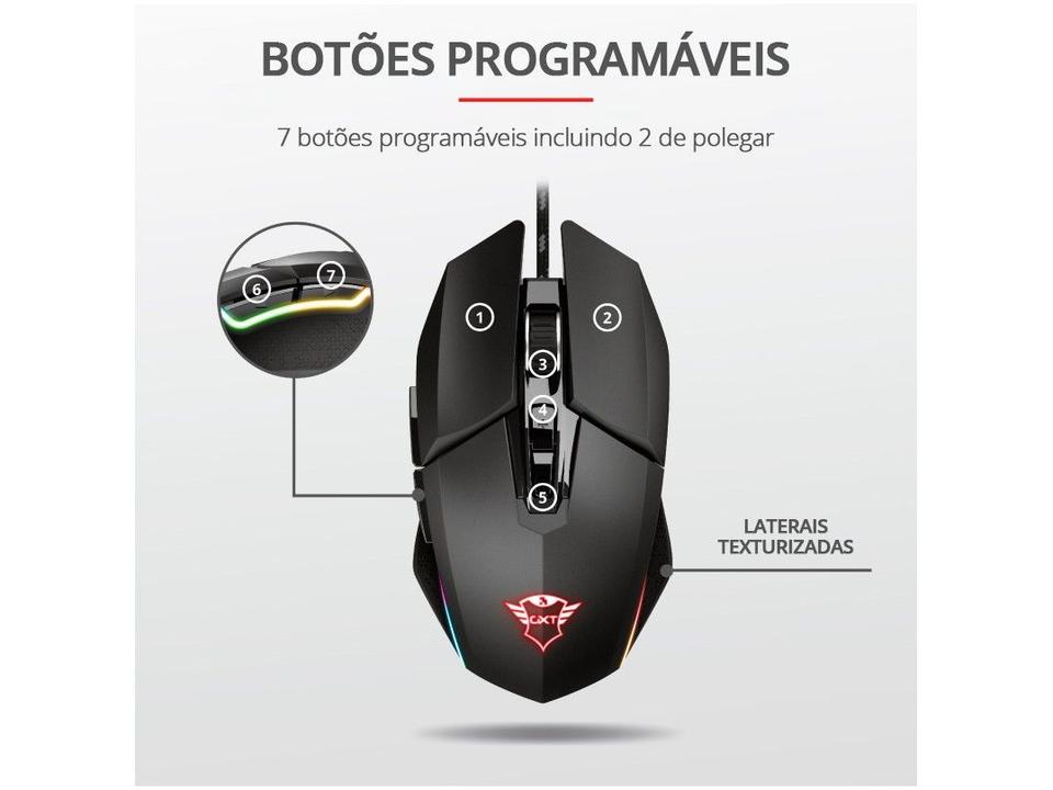 Mouse Gamer RGB Trust Óptico 6000DPI - 6