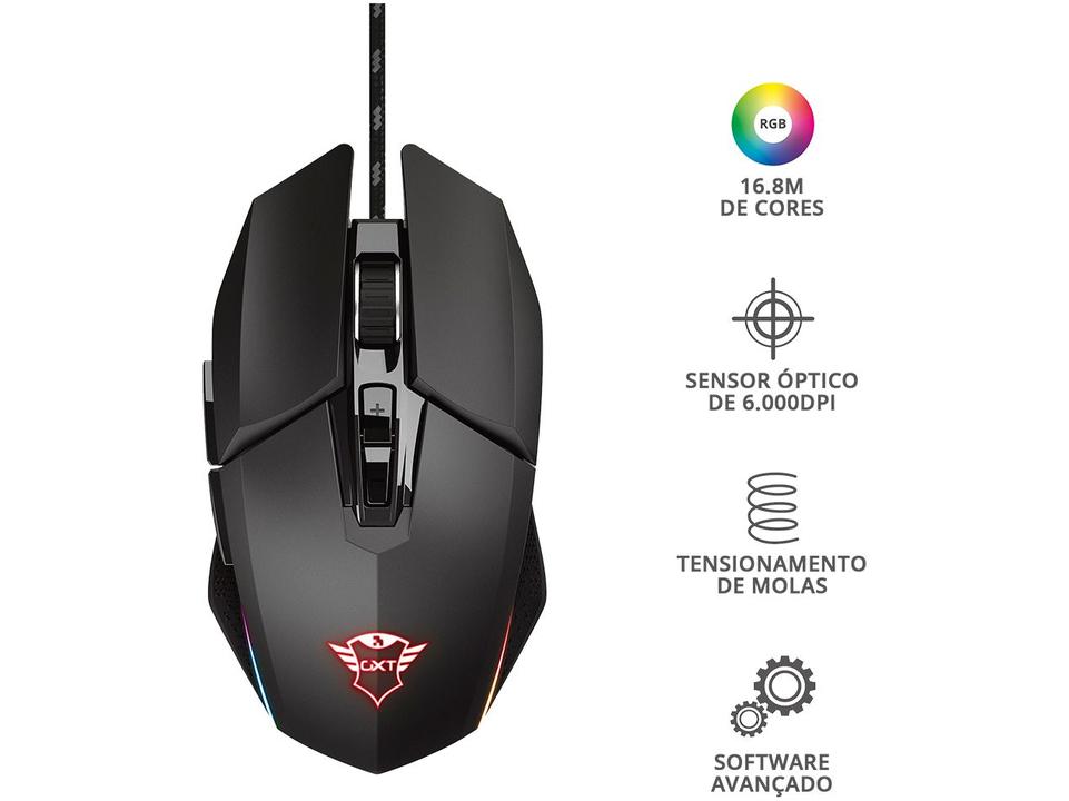 Mouse Gamer RGB Trust Óptico 6000DPI - 8