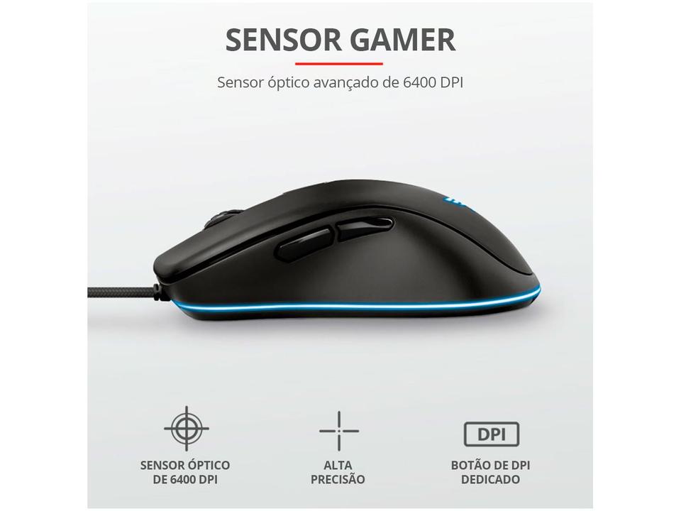 Mouse Gamer RGB Trust Óptico 6400DPI - 6 Botões GXT 930 Jacx - 4