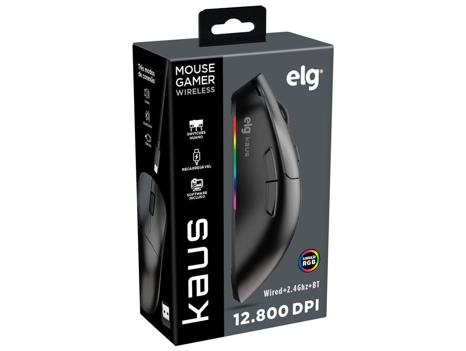 Mouse Gamer sem Fio ELG Óptico 12.800DPI 6 Botões Kaus Preto - 7